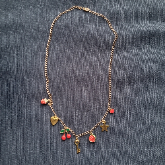 Handmade Charm necklace (red and gold theme) - Picture 3 of 4